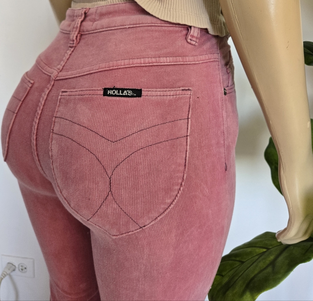 ROLLA'S Eastcoast Flare High Rise Pants Women's Pink Color Size 26 Free People - Picture 3 of 12
